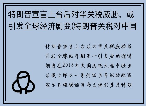 特朗普宣言上台后对华关税威胁，或引发全球经济剧变(特朗普关税对中国影响)