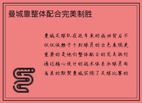 曼城靠整体配合完美制胜